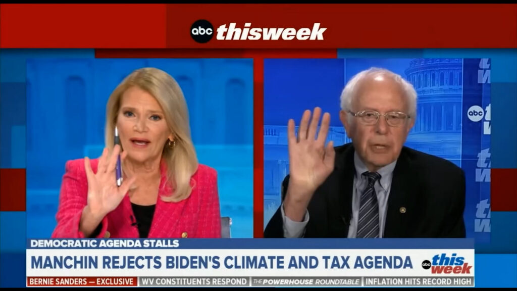 Bernie cuts off the host’s deference to Manchin: He intentionally sabotaged the president’s agenda.