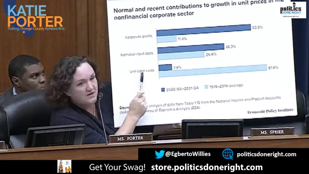 Rep Katie Porter destroys inflation myth. Watch her prove that corporate greed’s driving inflation.