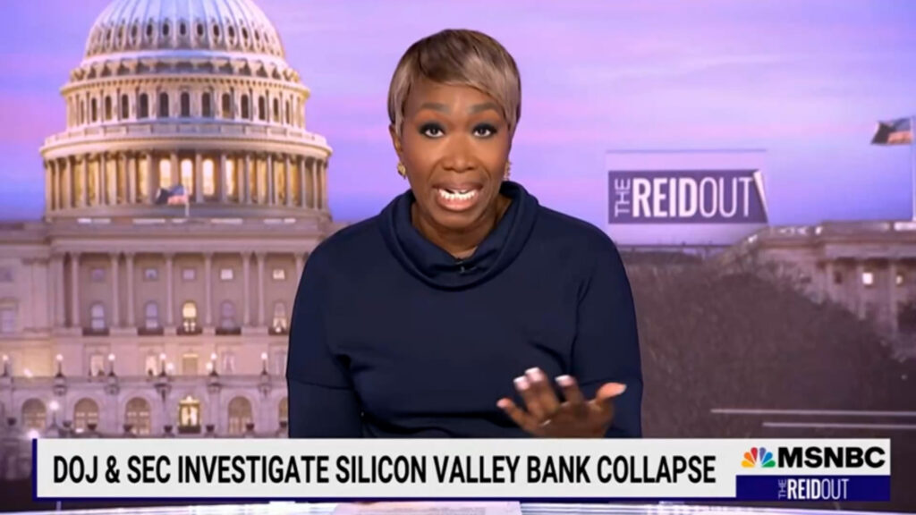 Joy-Ann Reid calls out Silicon Valley Bank Libertarians for being fans of Socialism now.