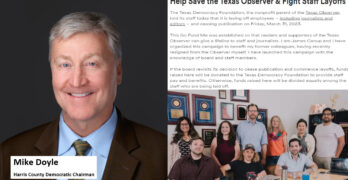 Newly Elected Harris County Democratic Chairman Mike Doyle speaks. Save the Texas Observer!