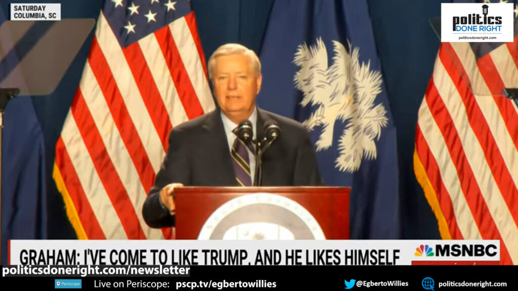 Lindsey Graham ridicules himself about losing to and liking Trump as he warns folks to stay loyal.