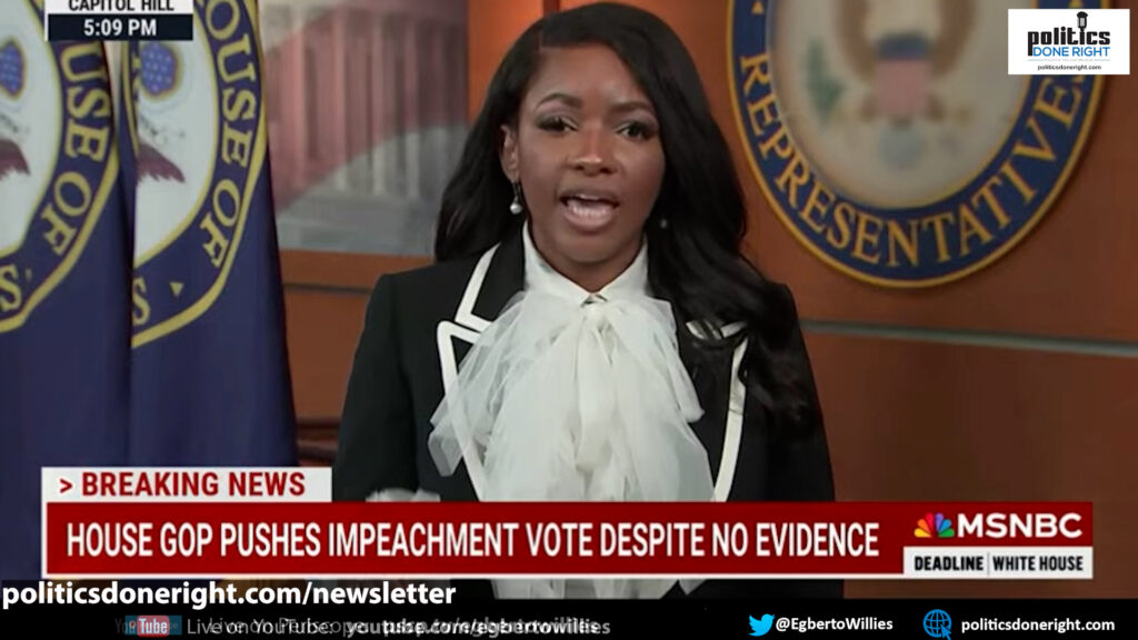 Congresswoman Jasmine Crockett exposes the GOP for a frivolous impeachment hearing & more.