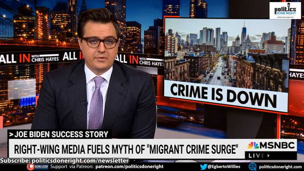 Chris Hayes nails the Right Wing Media and GOP for the false migrant crime GOP narrative