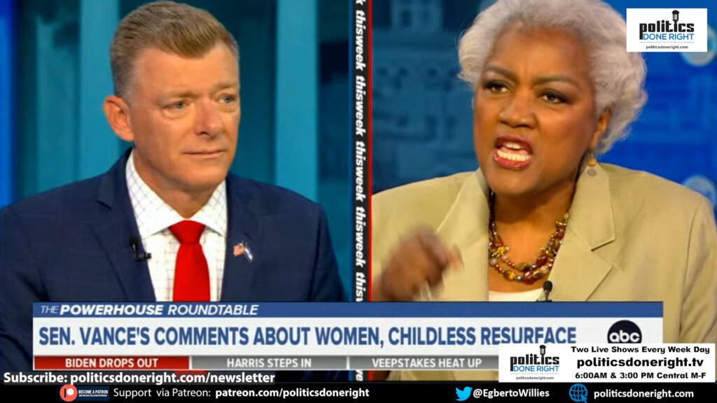 Watch Donna Brazile destroy GOP pundit's defense of JD Vance's 'childless women' comment.