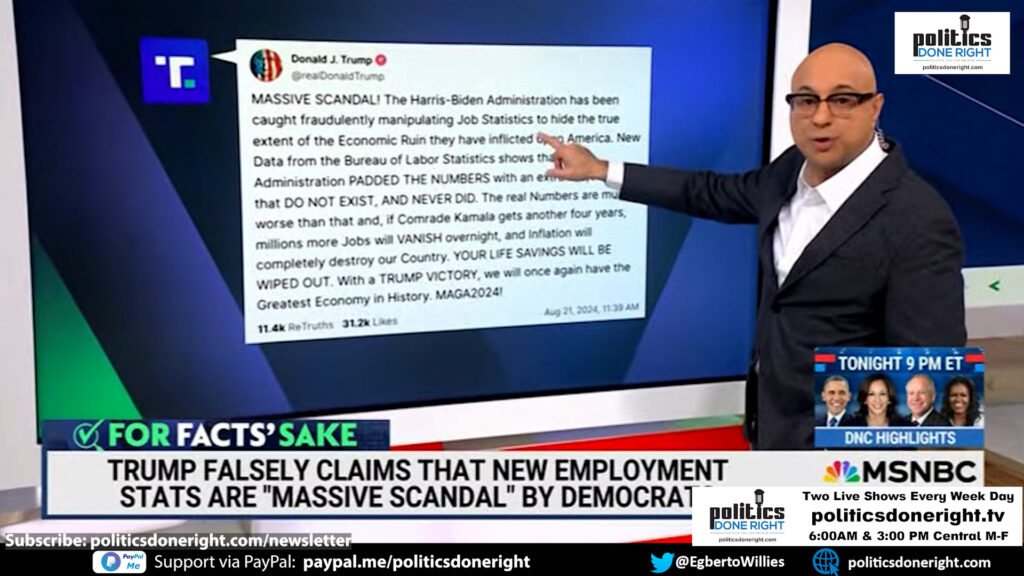 REAL JOURNALISM: Ali Velshi skewers Trump's lie about Biden Admin manipulating job statistics.