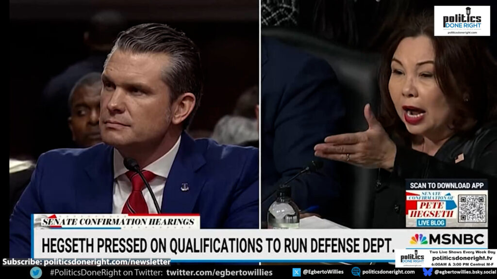 Sen. Tammy Duckworth to Pete Hegseth: Let's not lower the standard for you! You are not qualified.