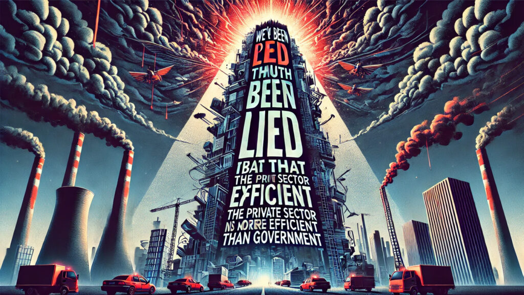 We've been lied to: The truth is that the private sector is NOT more efficient than government.