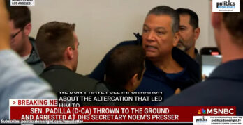 BREAKING: DHS thugs at Kristi Noem ICE press conference violently handcuffed Senator Alex Padilla.