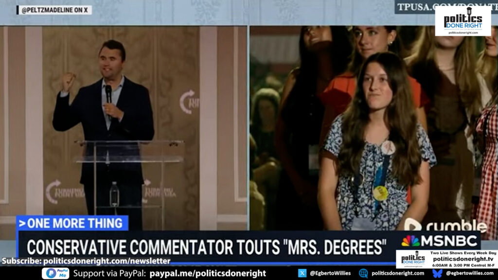 Watch Charlie Kirk disrespect students, implying women go to college to get a husband.
