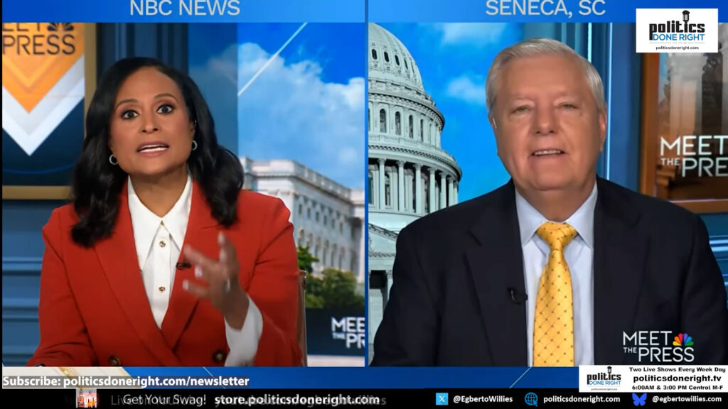 Meet The Press challenges a hyperventilating Lindsey Graham with his past words on Russia & Obama