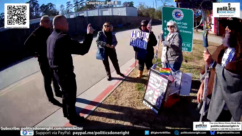 Texas Protesters against Dan Crenshaw Defend the First Amendment as Police Retreat at his Town Hall