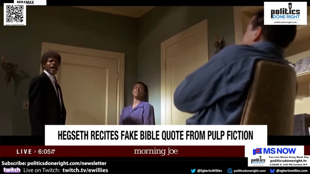 Hegseth’s Pulp Fiction Bible Blunder Exposes Deeper Crisis in U.S. Leadership